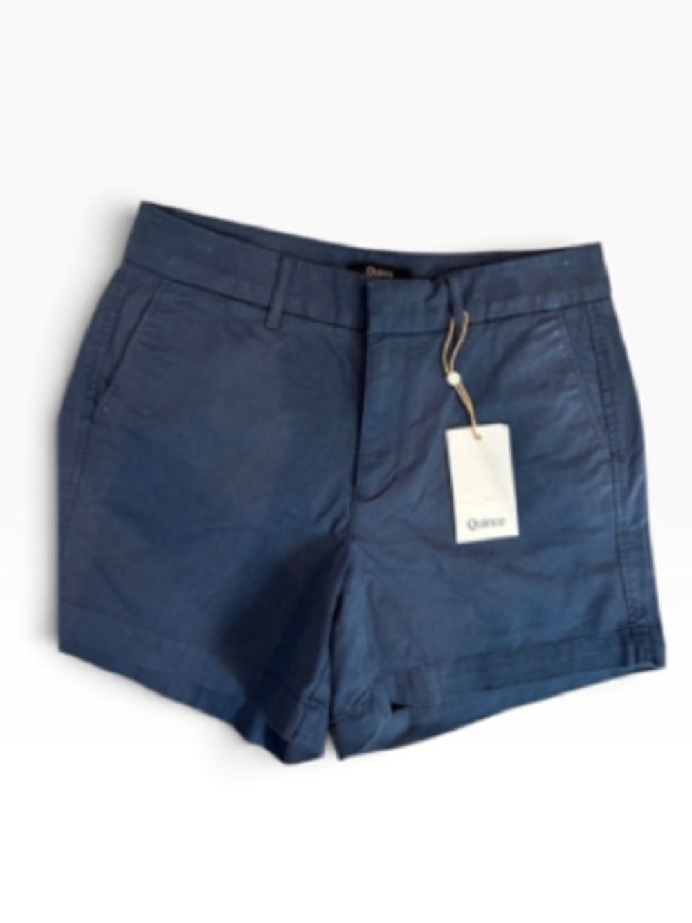 Quince Women's Navy Tailored organic Cotton- Shorts size 2 new with tags